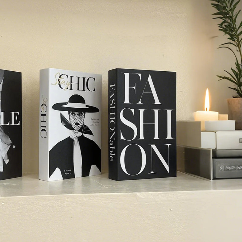 Latitude Run® Fashion Coffee Table Books Set of 3, Foldable Black
